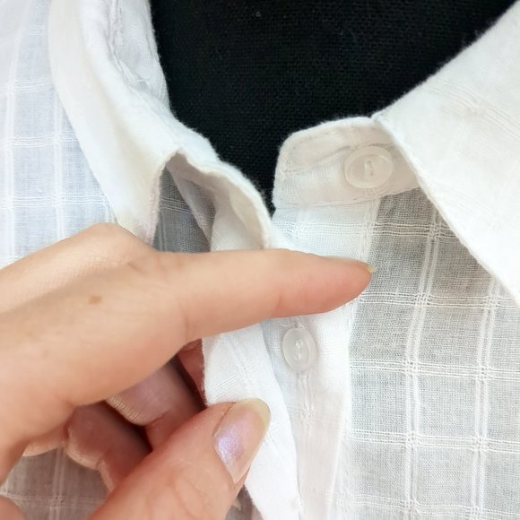 Kenar 100% Windowpane Lightweight Button Down Sleeveless Tank Top Tunic Blouse - Picture 8 of 16